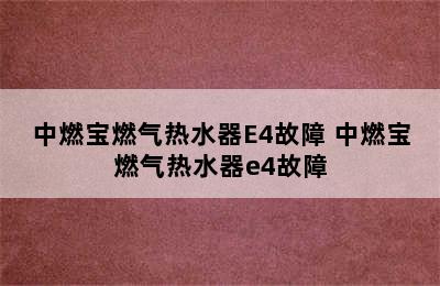 中燃宝燃气热水器E4故障 中燃宝燃气热水器e4故障